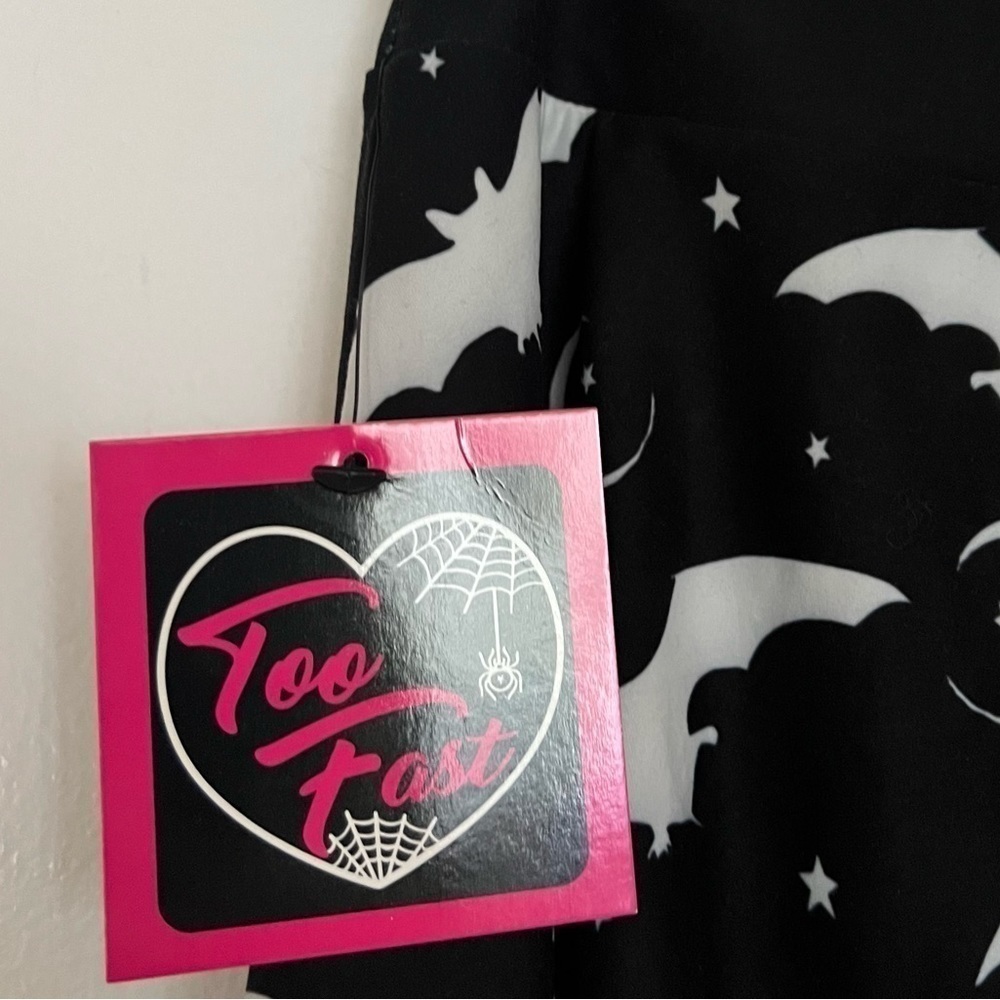 Too Fast Black Starry Moon Bats Mini Skater Skirt NWT Medium - Picture 5 of 7